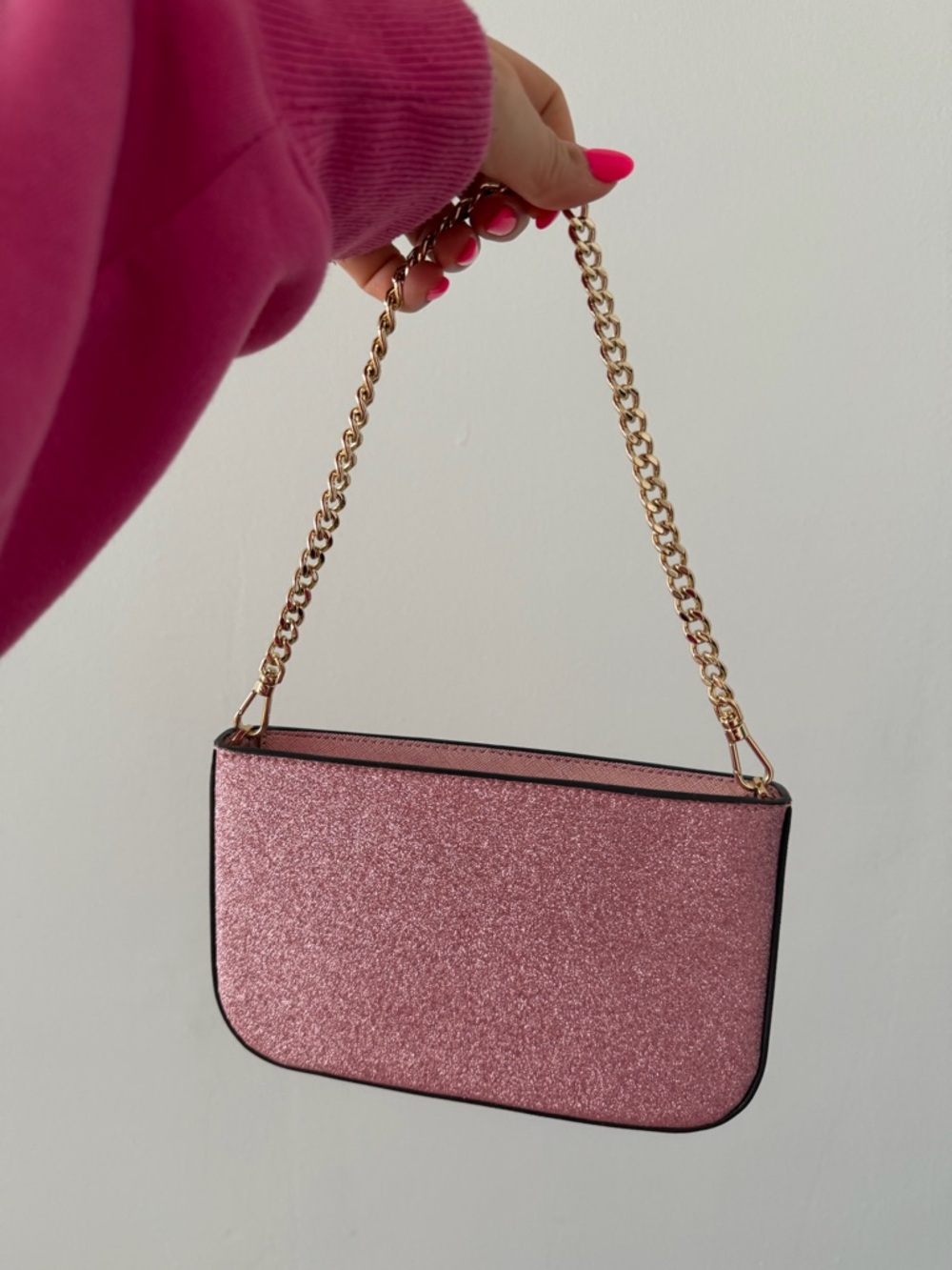 Kate Spade Pink Glitter Gold Chain Small Bag - Picture 2 of 6